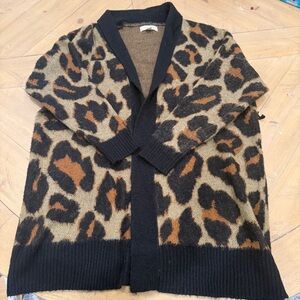 Band of Gypsies Leopard Print Open Front Cardigan M